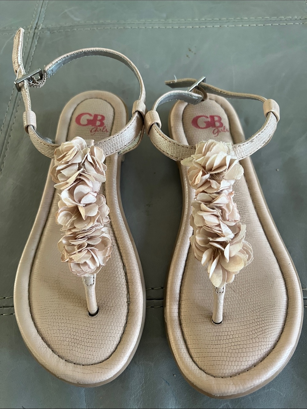 GB Girls Blush Floral T-Strap Sandals